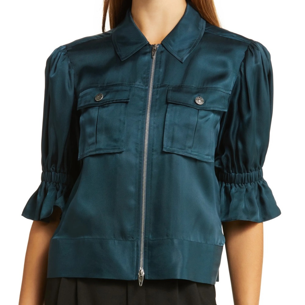 Cinq a Sept Holly Cropped Jacket Peacock Blue